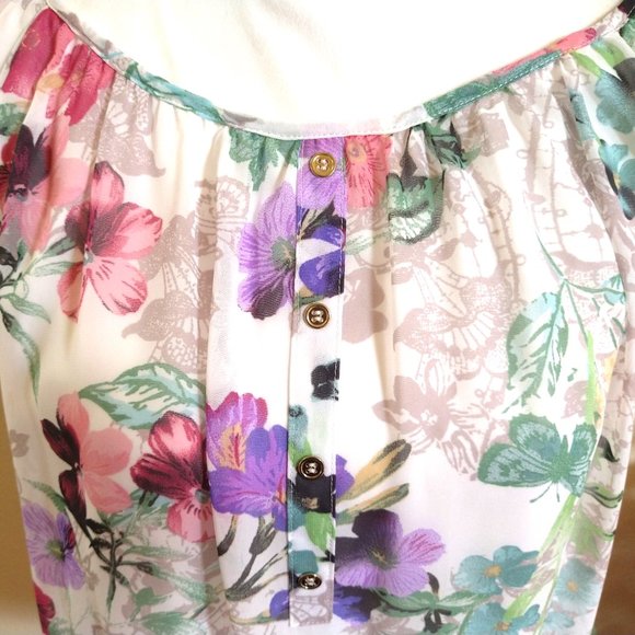 NWOT-BHS White Floral Boho Gypsy Top - Picture 4 of 12